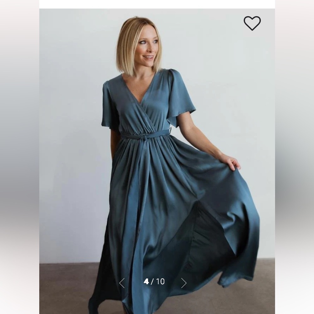 NWT Baltic Born Sicily Satin Maxi Dress in Blue